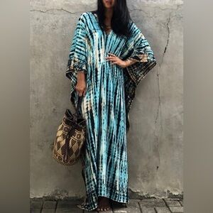 Jenny Elegant Bohemian Kaftan Maxi Dress Swimsuit Coverup